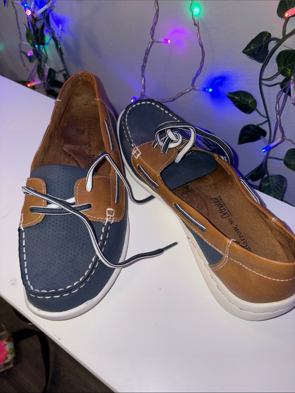 croft & barrow Navy and Tan Slip-On Boat Loafers - Picture 7 of 9